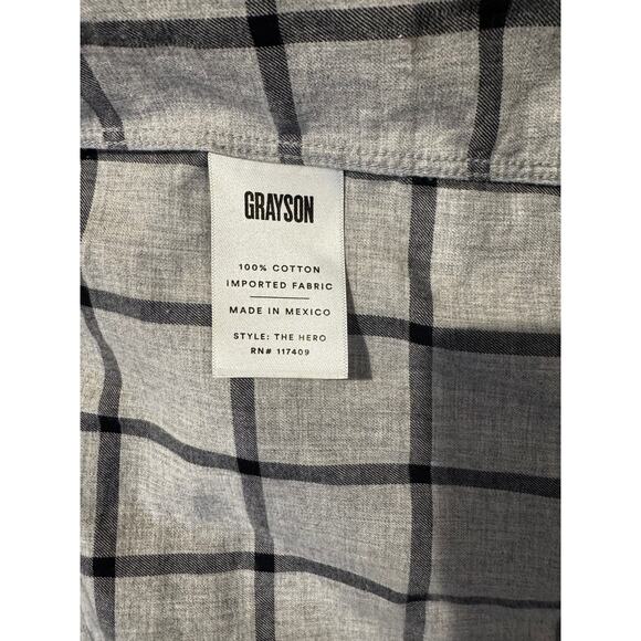 GRAYSON By Frank and Eileen The Hero 100% Cotton Grey/Black Button Up Shirt -XS - Picture 6 of 7